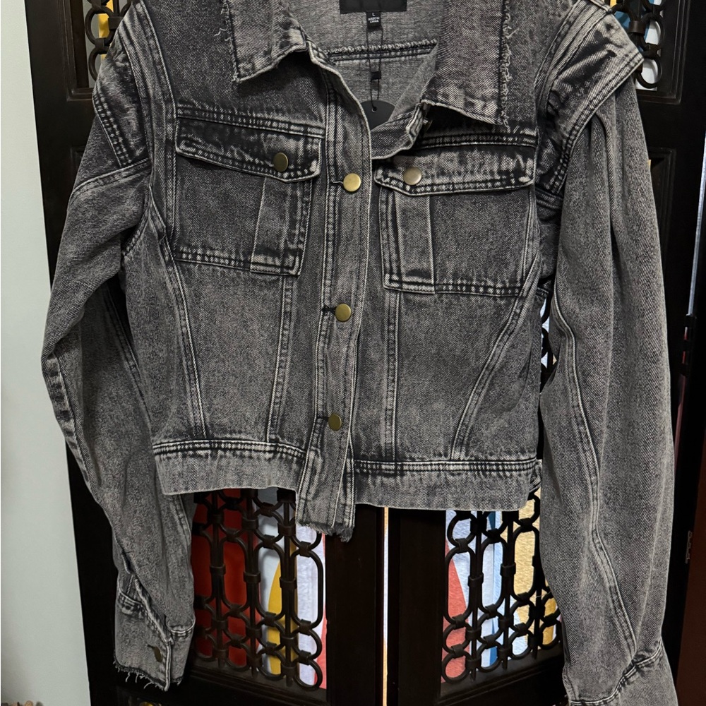 Oversized Distressed Black Denim Jacket